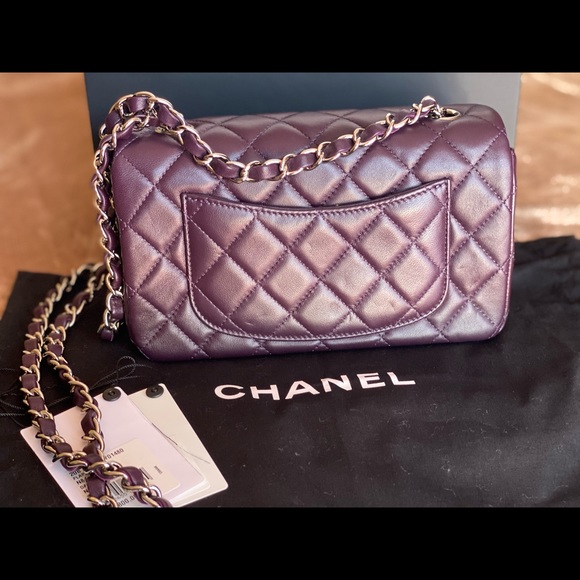 Classic Flap Dark Purple Quilted Rectangular Mini - Picture 6 of 16